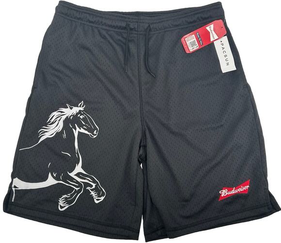 PacSun Other - NWT Men's Pacsun x Budweiser Black Mesh Athletic Shorts Horse sz S x 8.5" Inseam